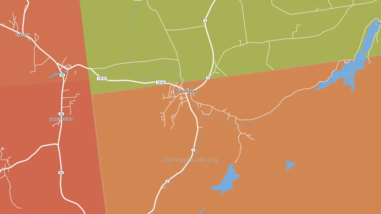 Bloomingdale, NY Map of Burglary Rates