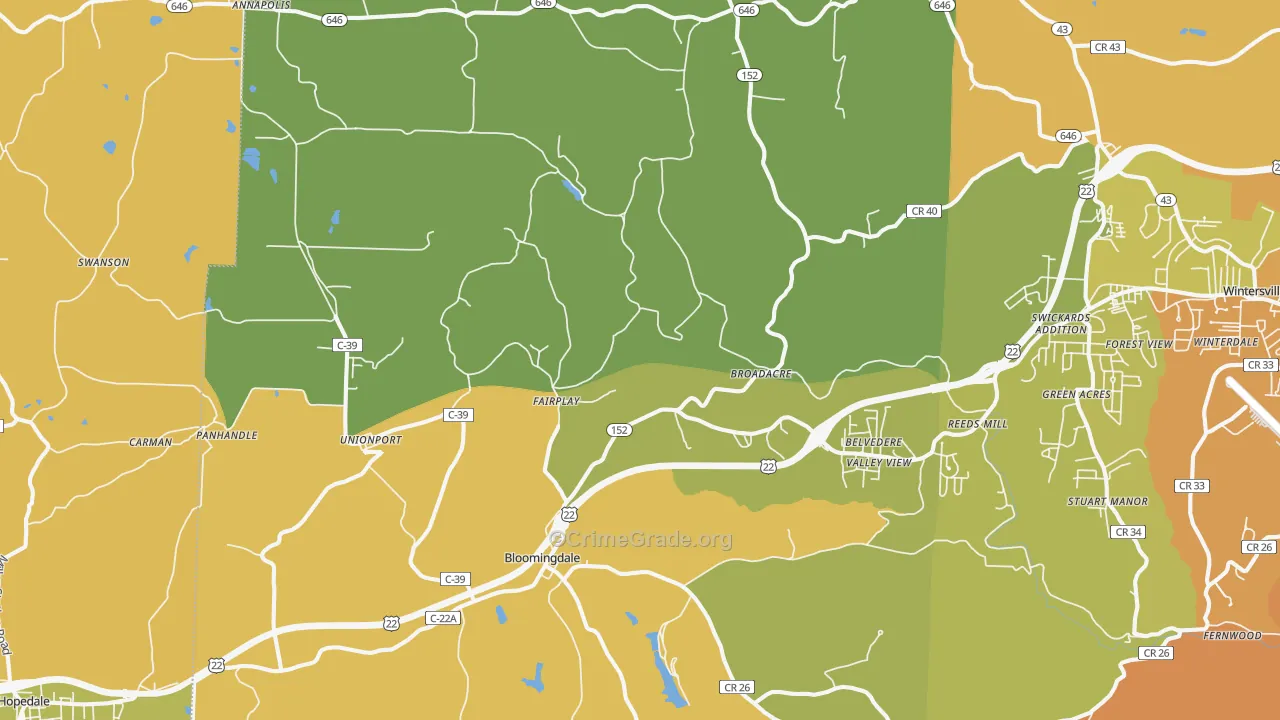 Bloomingdale, OH Map of Burglary Rates