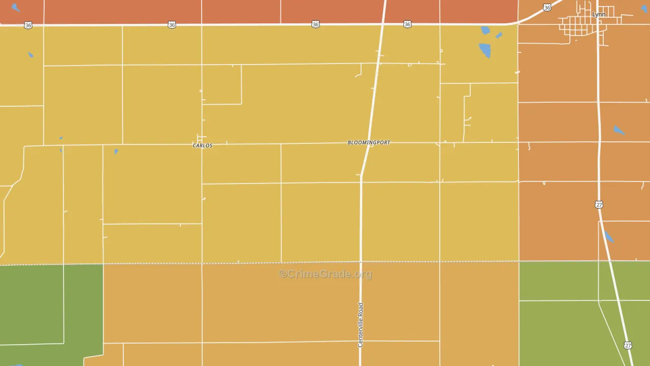 Bloomingport, IN Map of Burglary Rates