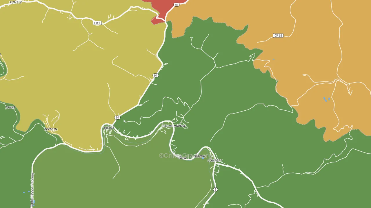 Bloomingrose, WV Map of Burglary Rates