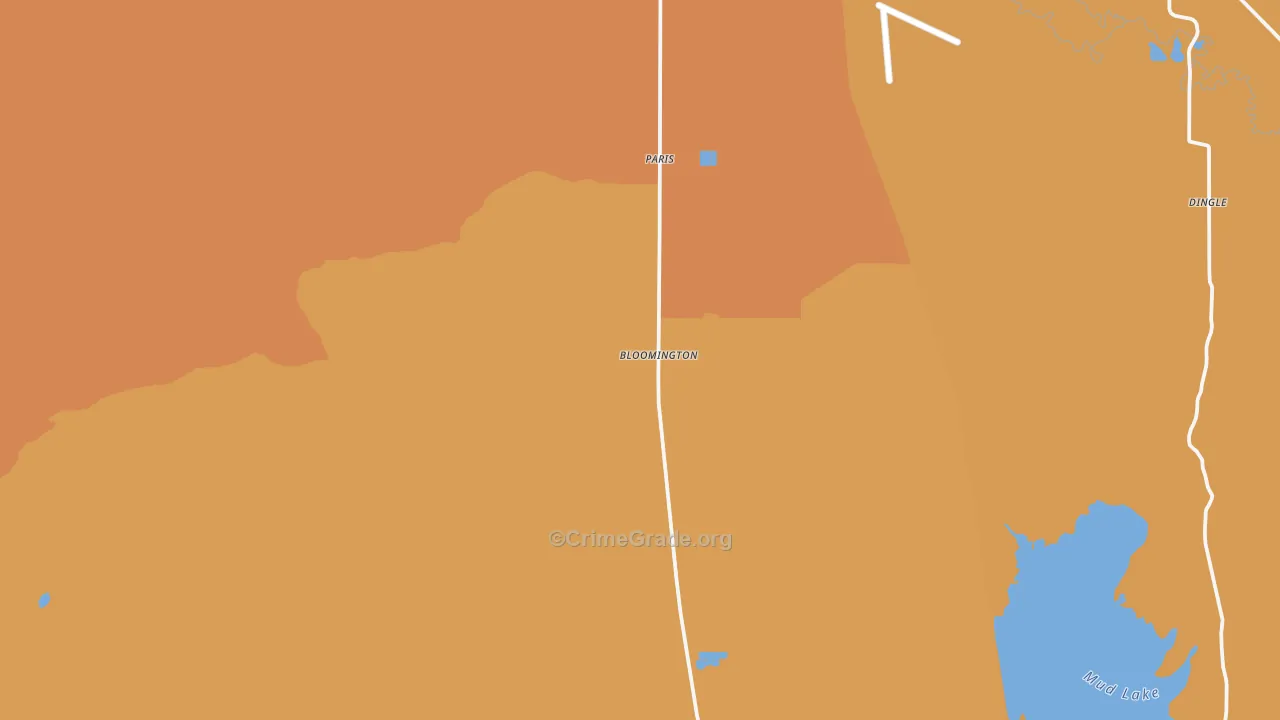 Bloomington, ID Map of Burglary Rates