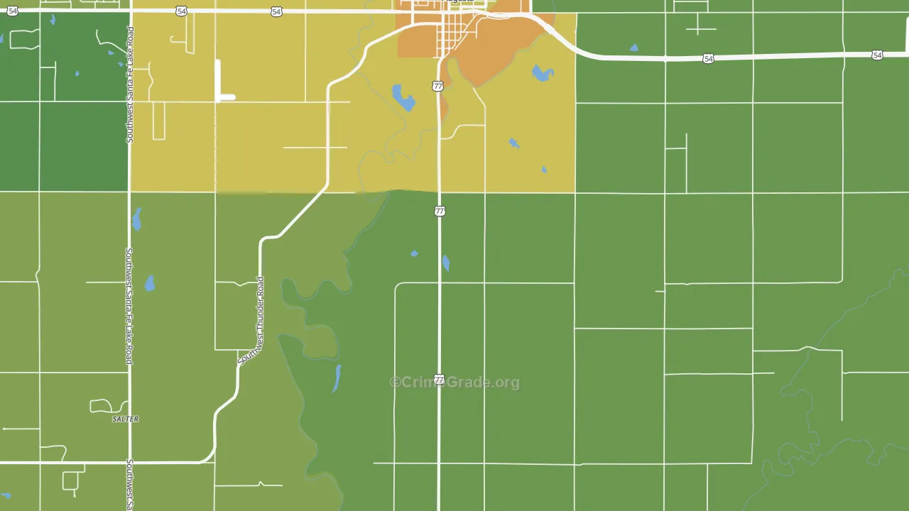 Bloomington, KS Map of Burglary Rates