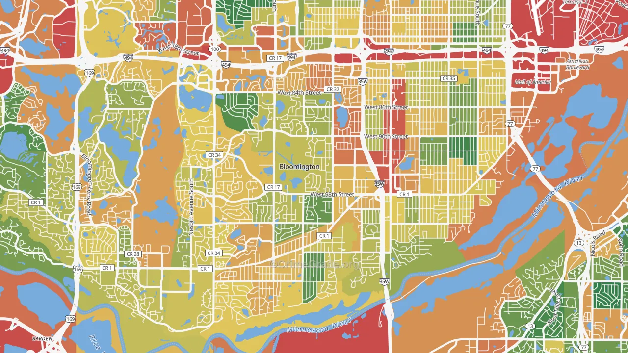 Bloomington, MN Map of Burglary Rates