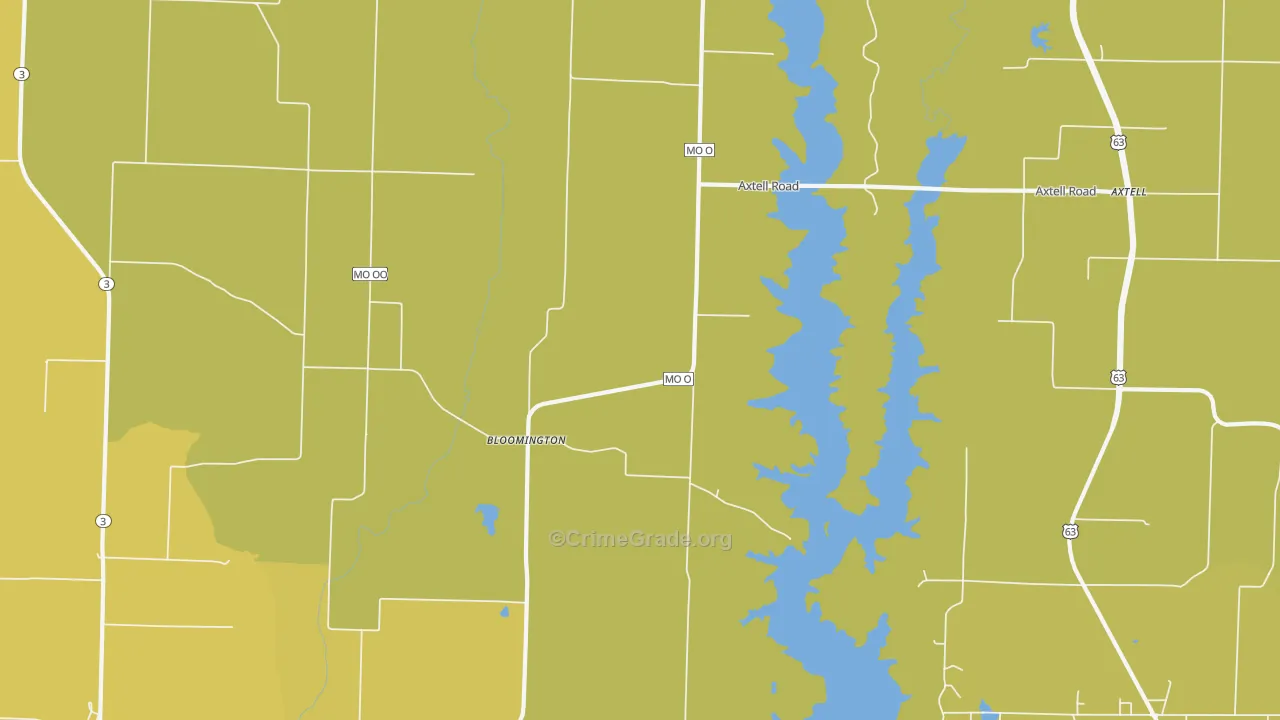 Bloomington, MO Map of Burglary Rates