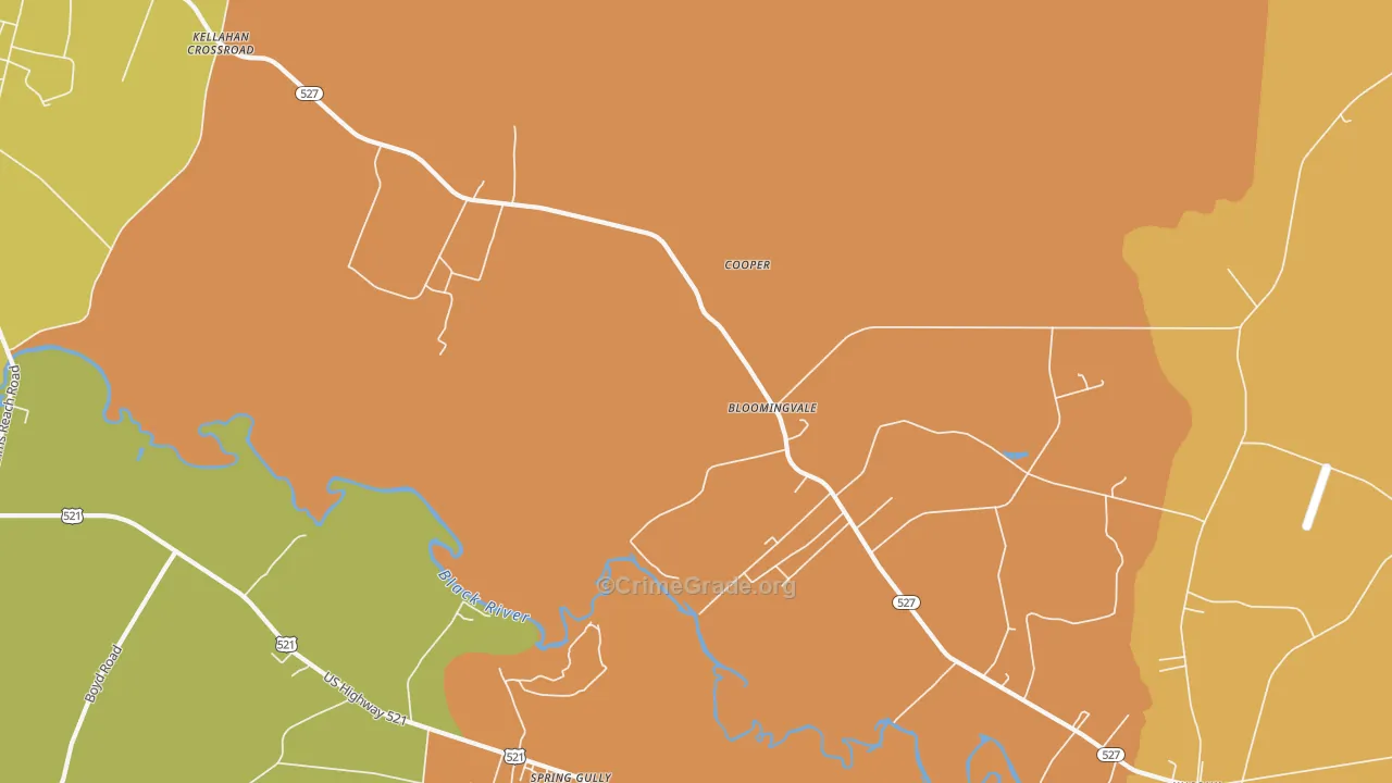Bloomingvale, SC Map of Burglary Rates