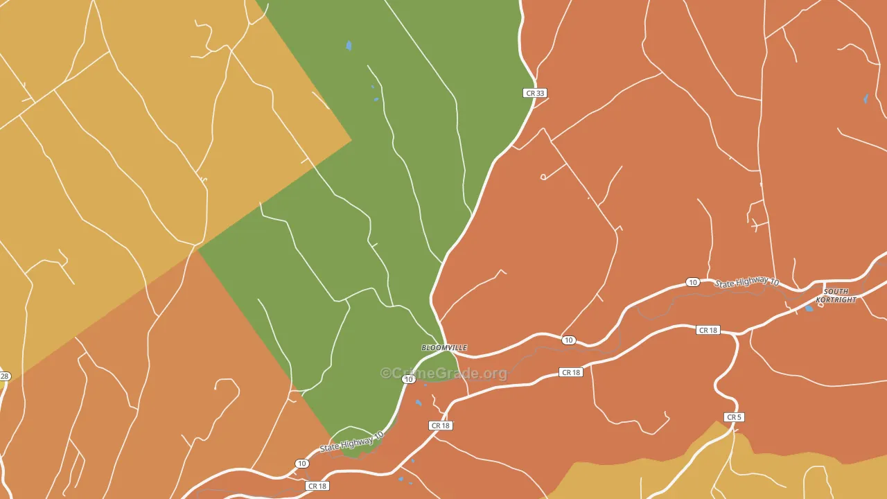 Bloomville, NY Map of Burglary Rates