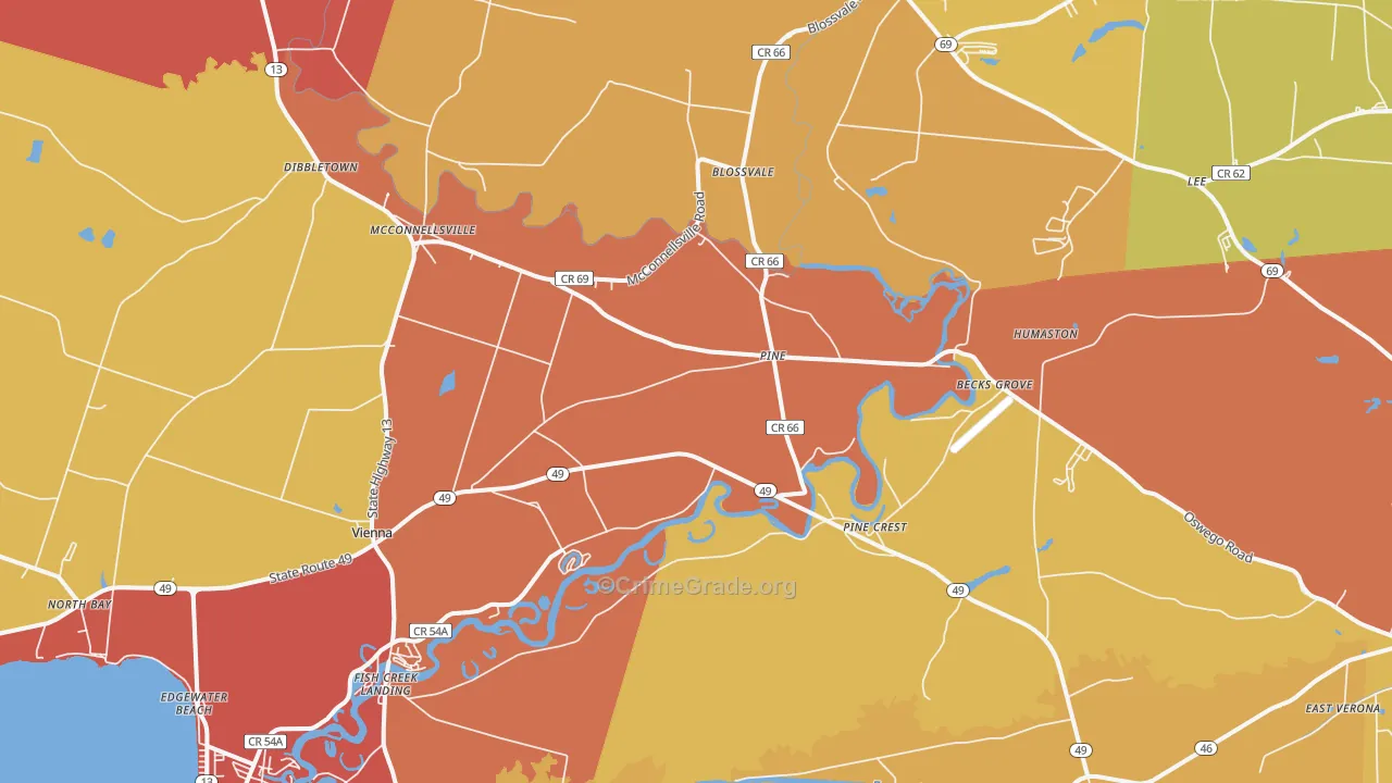 Blossvale, NY Map of Burglary Rates