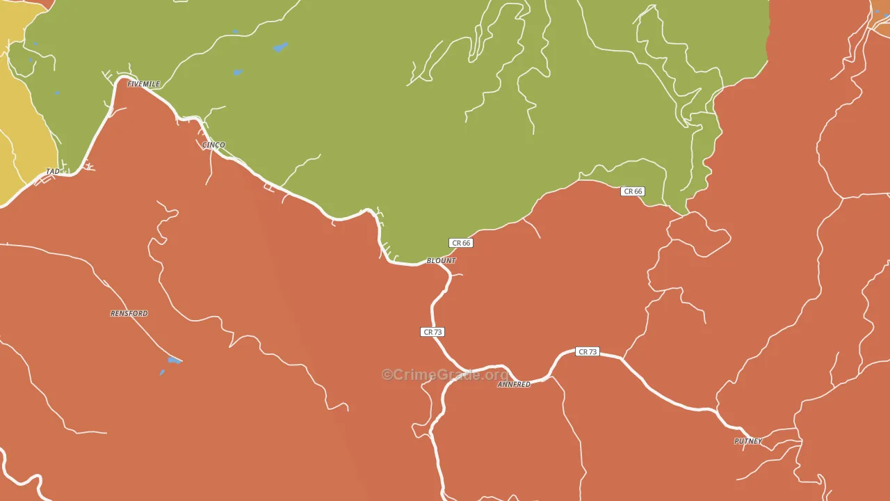 Blount, WV Map of Burglary Rates