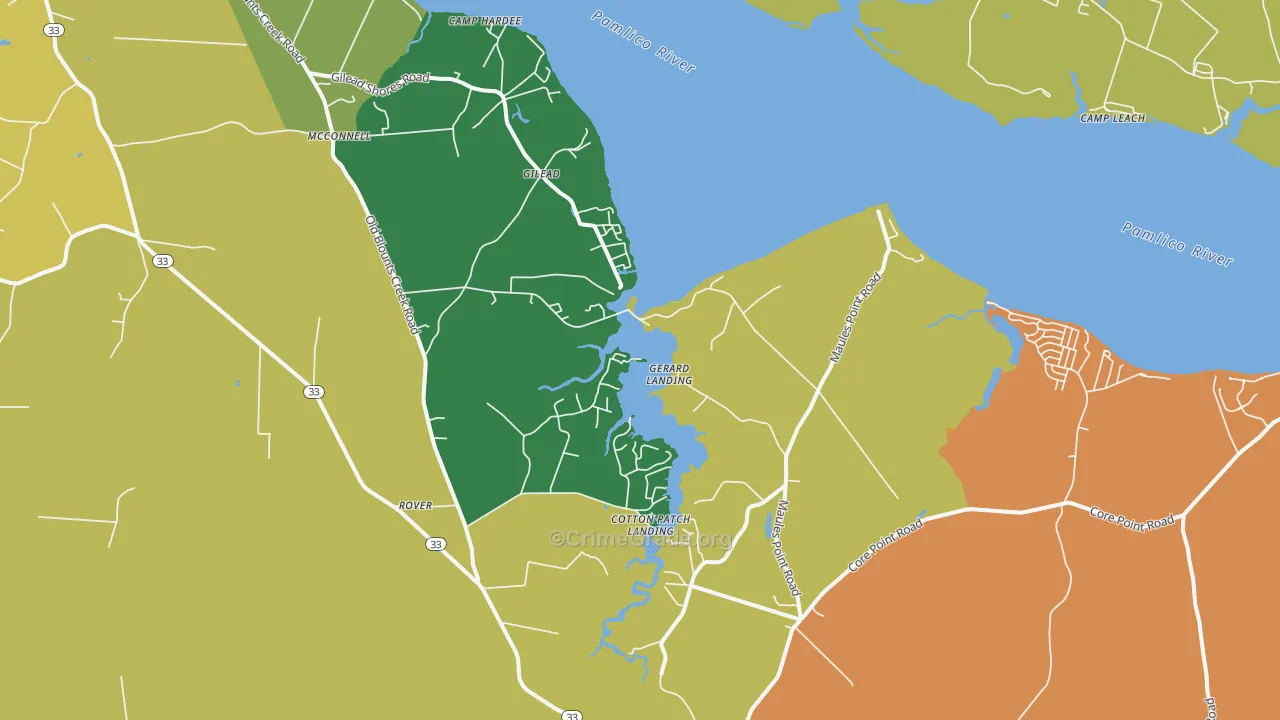 Blounts Creek, NC Map of Burglary Rates