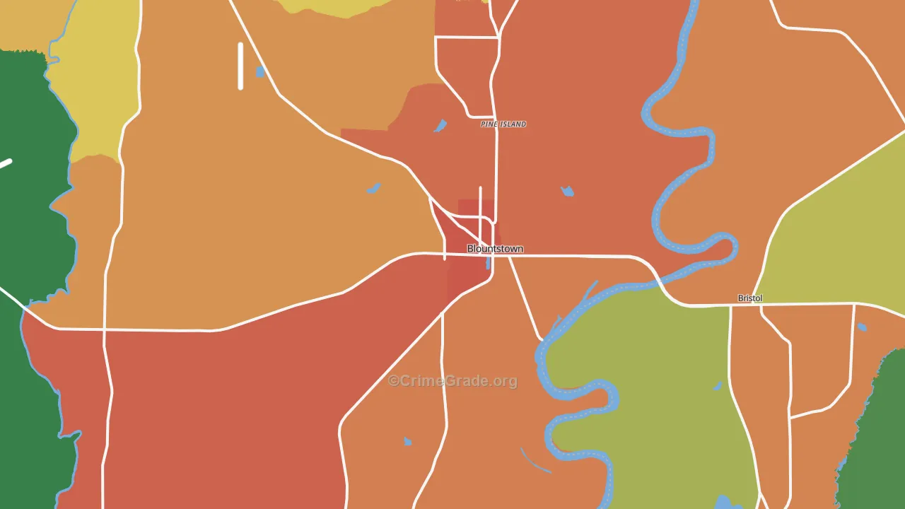 Blountstown, FL Map of Burglary Rates
