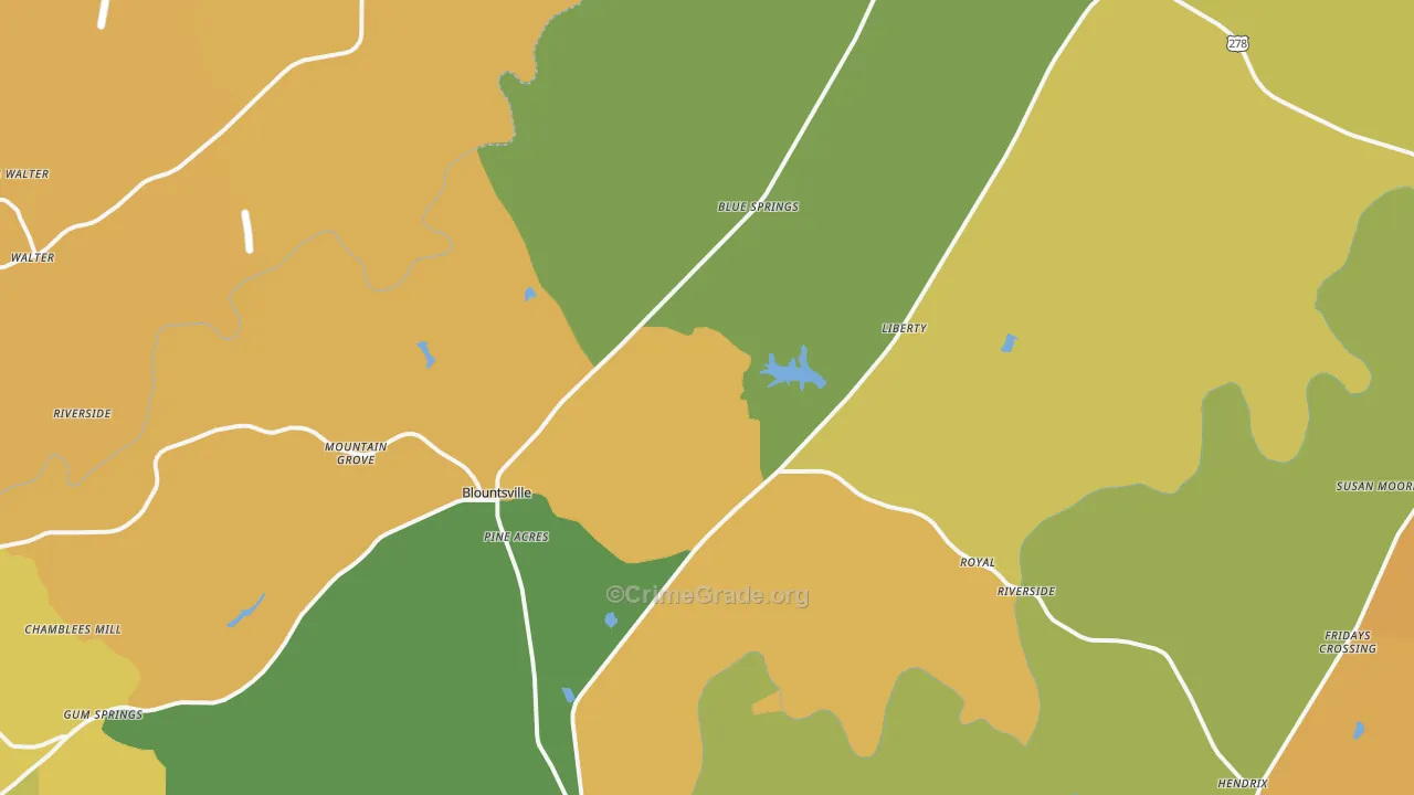 Blountsville, AL Map of Burglary Rates