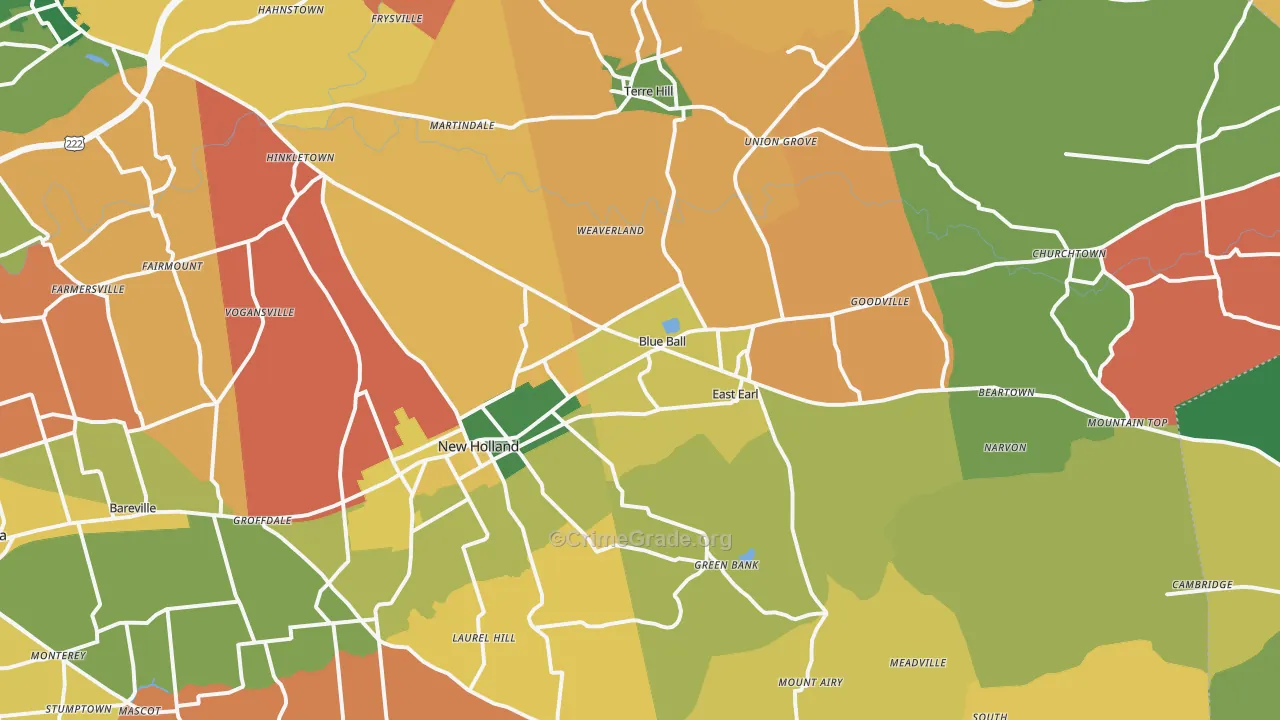Blue Ball, PA Map of Burglary Rates