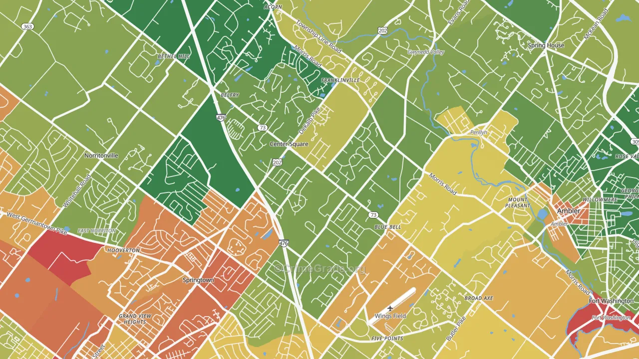 Blue Bell, PA Map of Burglary Rates