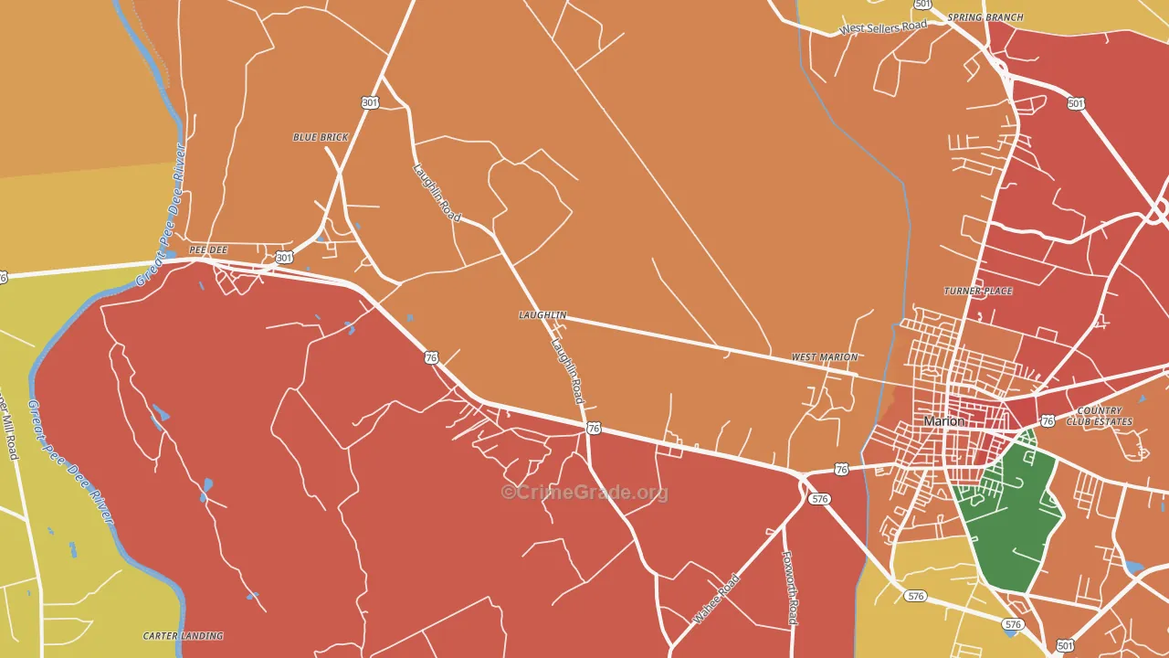 Blue Brick, SC Map of Burglary Rates