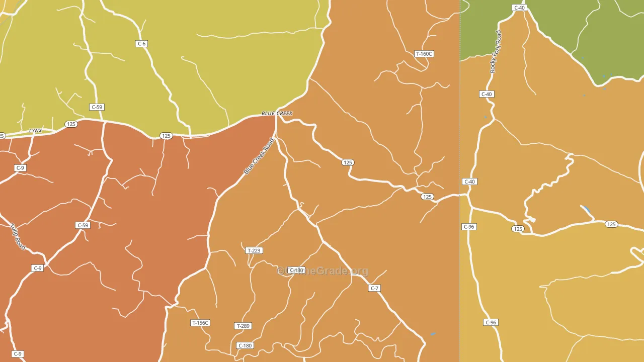 Blue Creek, OH Map of Burglary Rates