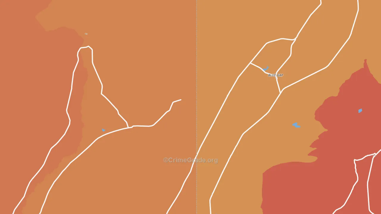 Blue Gap, AZ Map of Burglary Rates