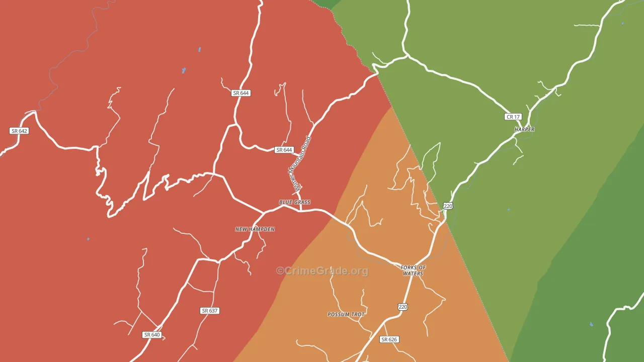 Blue Grass, VA Map of Burglary Rates