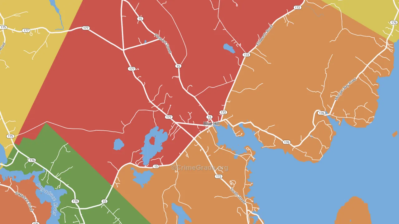Blue Hill, ME Map of Burglary Rates