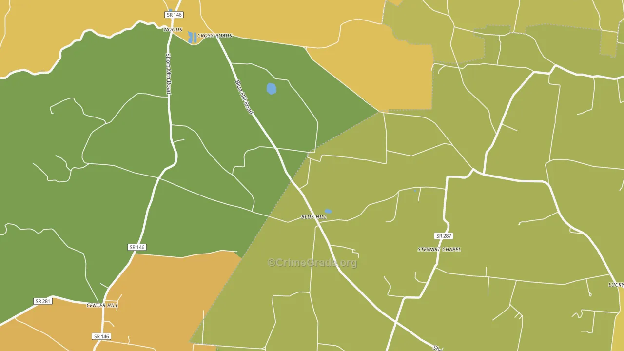 Blue Hill, TN Map of Burglary Rates