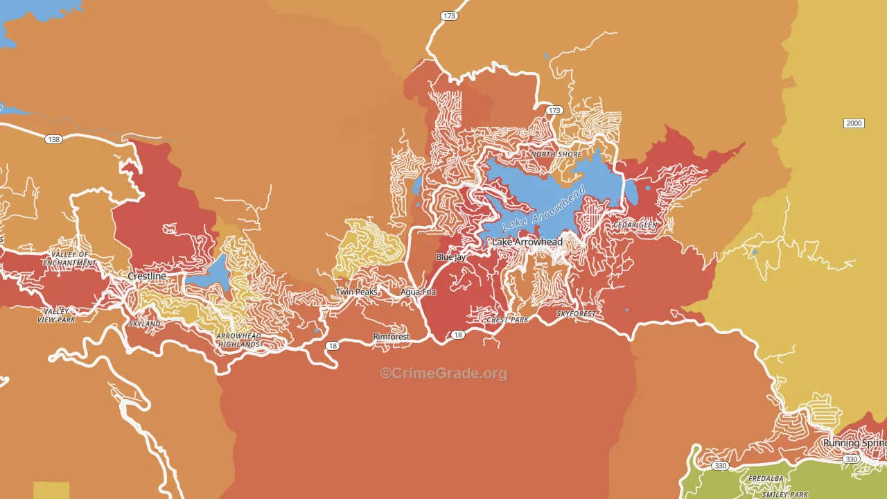 Blue Jay, CA Map of Burglary Rates