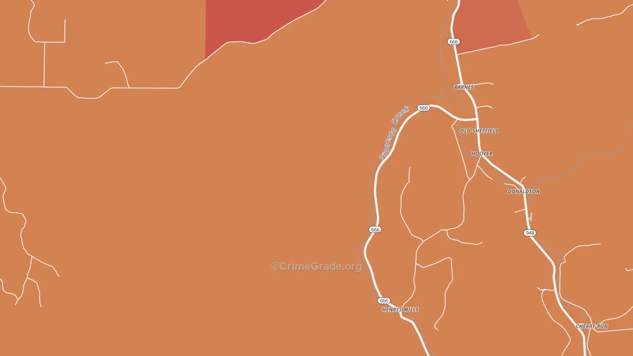 Blue Jay, PA Map of Burglary Rates