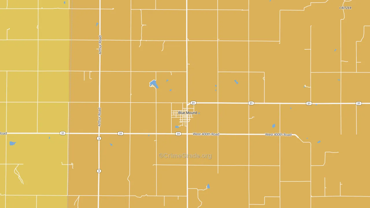 Blue Mound, KS Map of Burglary Rates