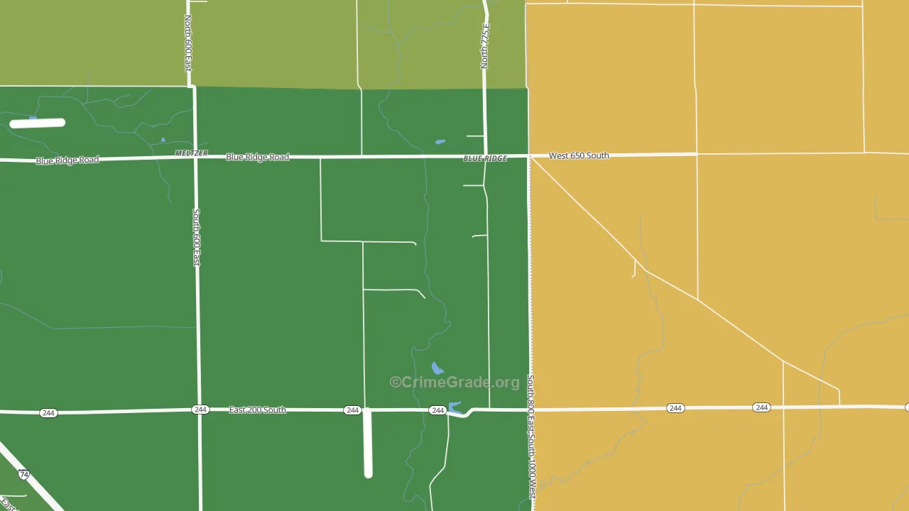Blue Ridge, IN Map of Burglary Rates