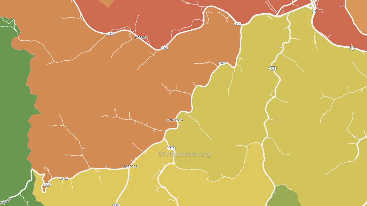 Blue River, KY Map of Burglary Rates