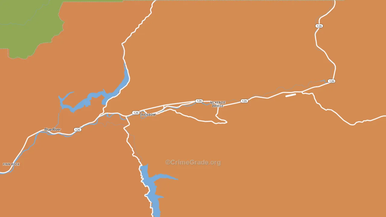 Blue River, OR Map of Burglary Rates