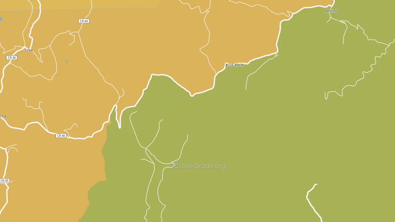 Blue Rock, WV Map of Burglary Rates