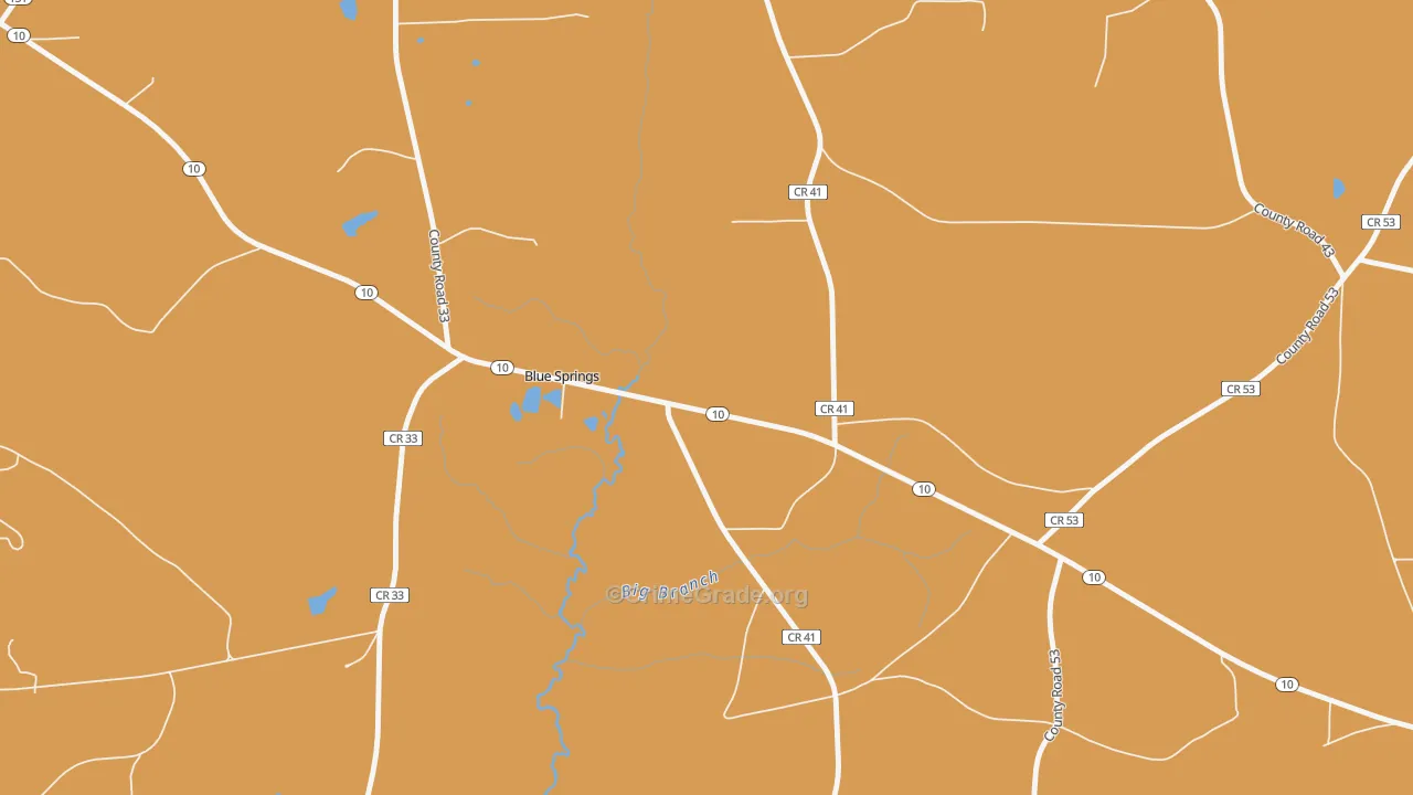 Blue Springs, AL Map of Burglary Rates