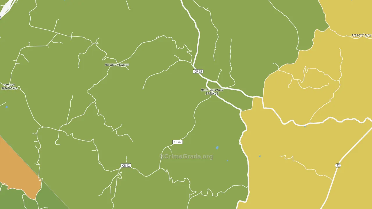 Blue Sulphur Springs, WV Map of Burglary Rates