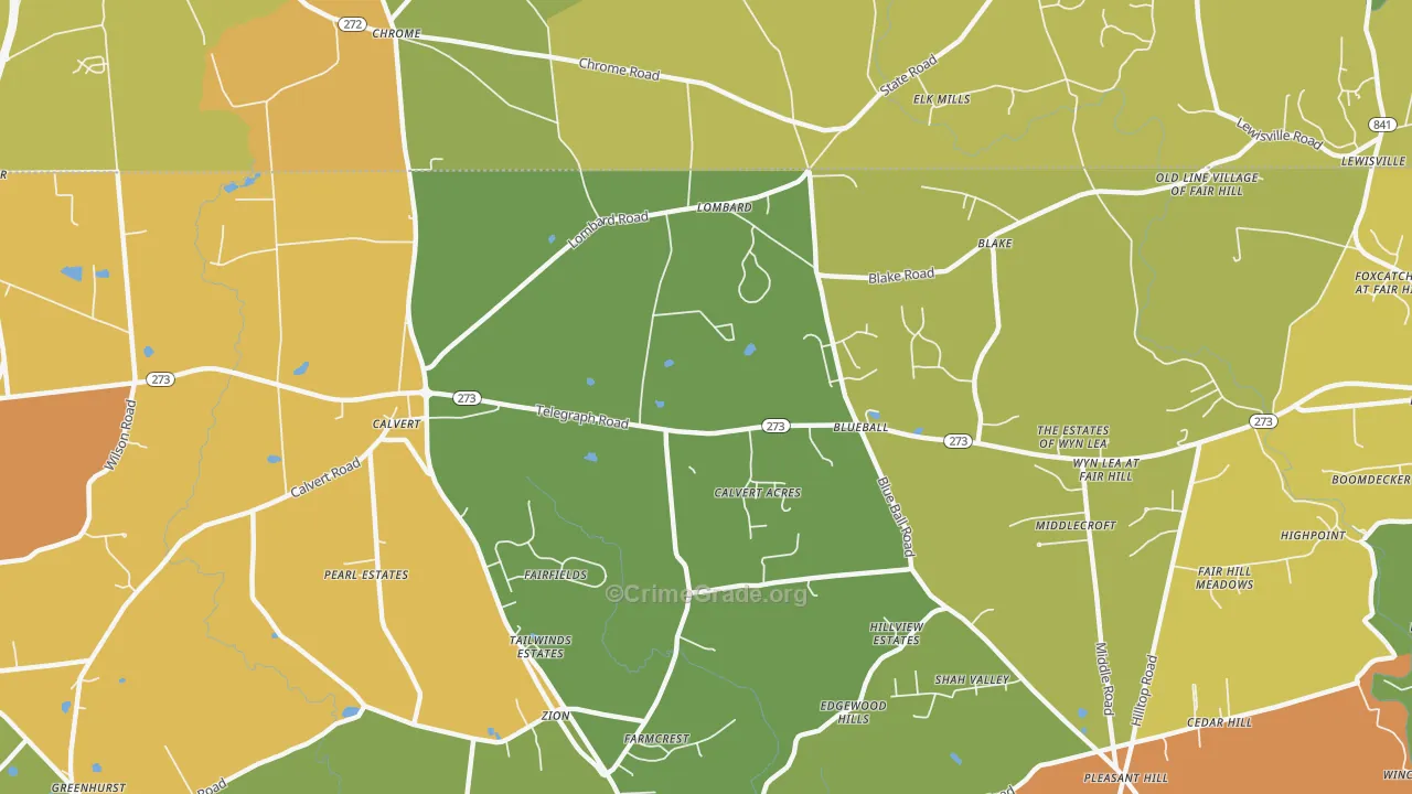 Blueball, MD Map of Burglary Rates