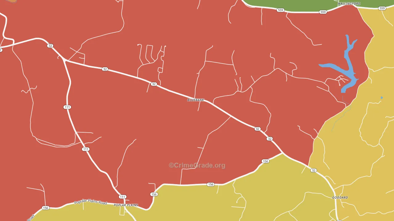 Bluebank, KY Map of Burglary Rates