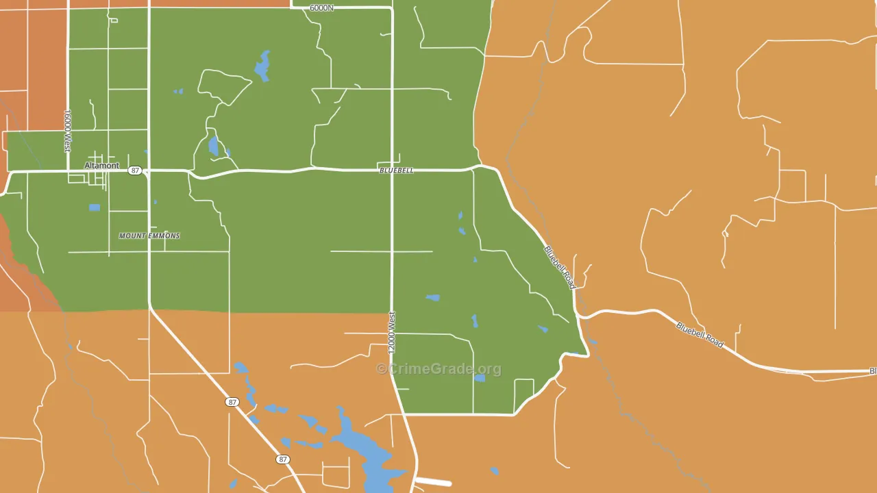 Bluebell, UT Map of Burglary Rates