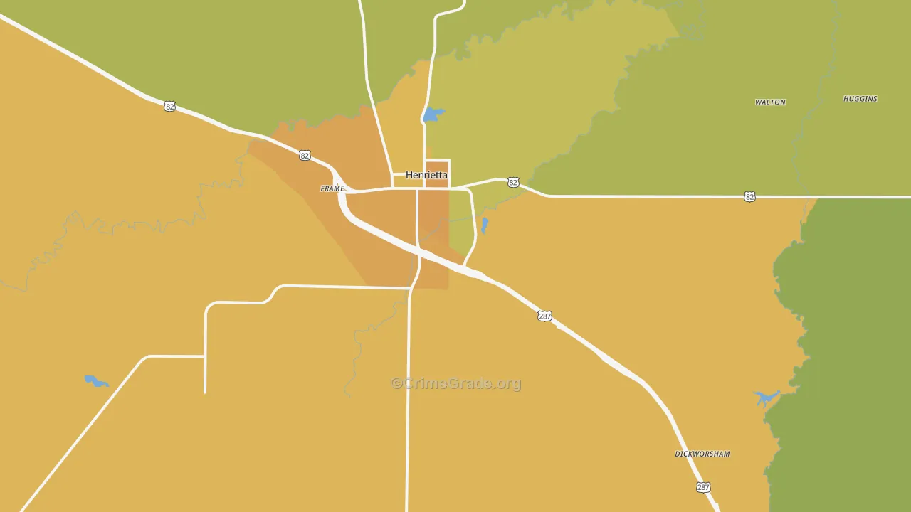 Bluegrove, TX Map of Burglary Rates