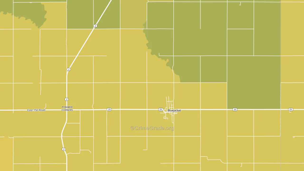 Bluejacket, OK Map of Burglary Rates