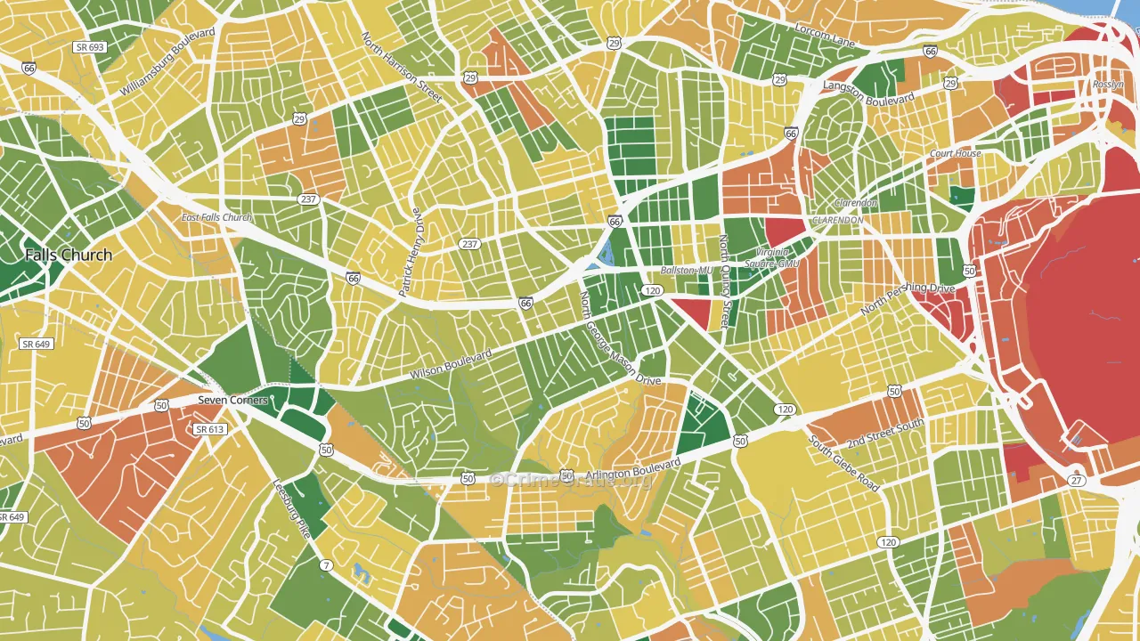 Bluemont, Arlington, VA Map of Burglary Rates