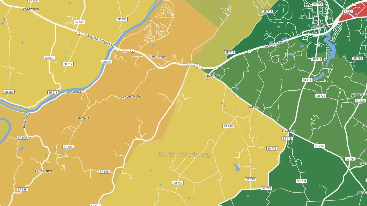 Bluemont, VA Map of Burglary Rates