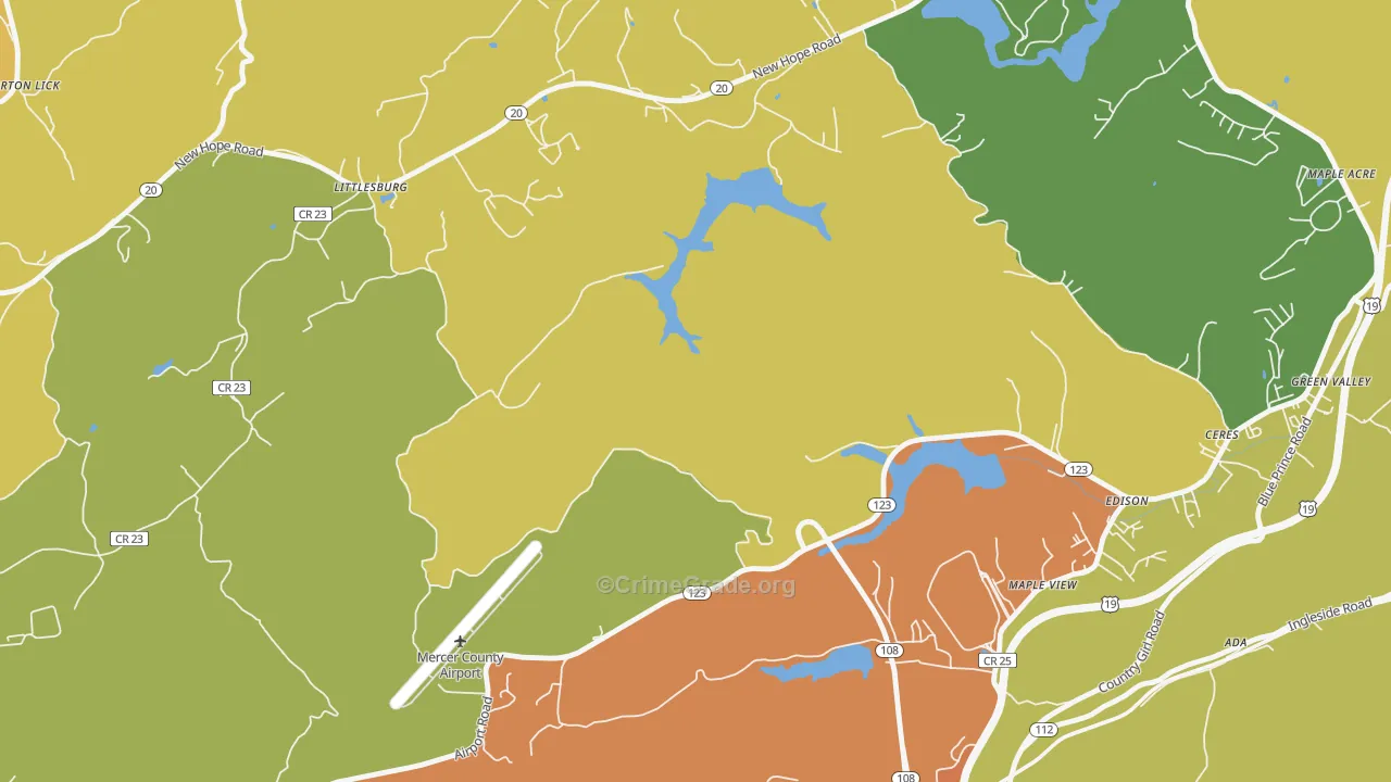 Bluestone, WV Map of Burglary Rates