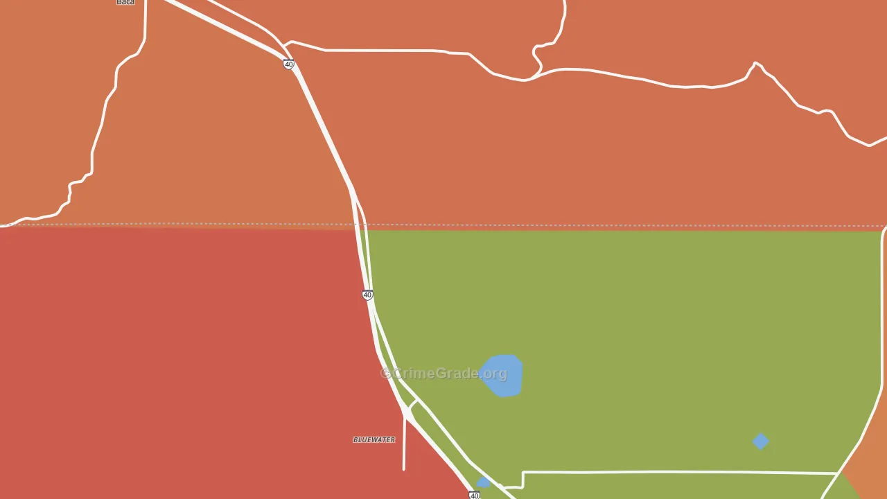Bluewater, NM Map of Burglary Rates