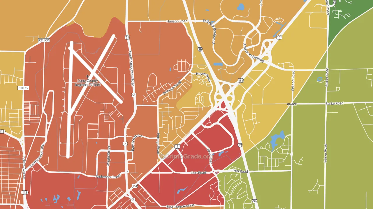 Bluff Acres, Madison, WI Map of Burglary Rates