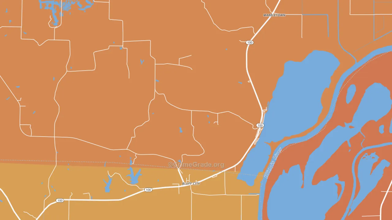 Bluff City, IL Map of Burglary Rates