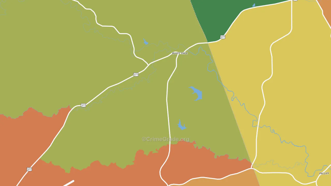 Bluff Dale, TX Map of Burglary Rates