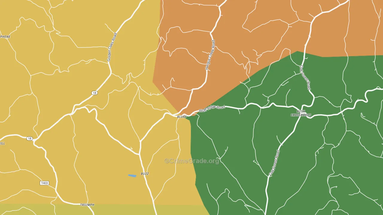 Bluff, PA Map of Burglary Rates
