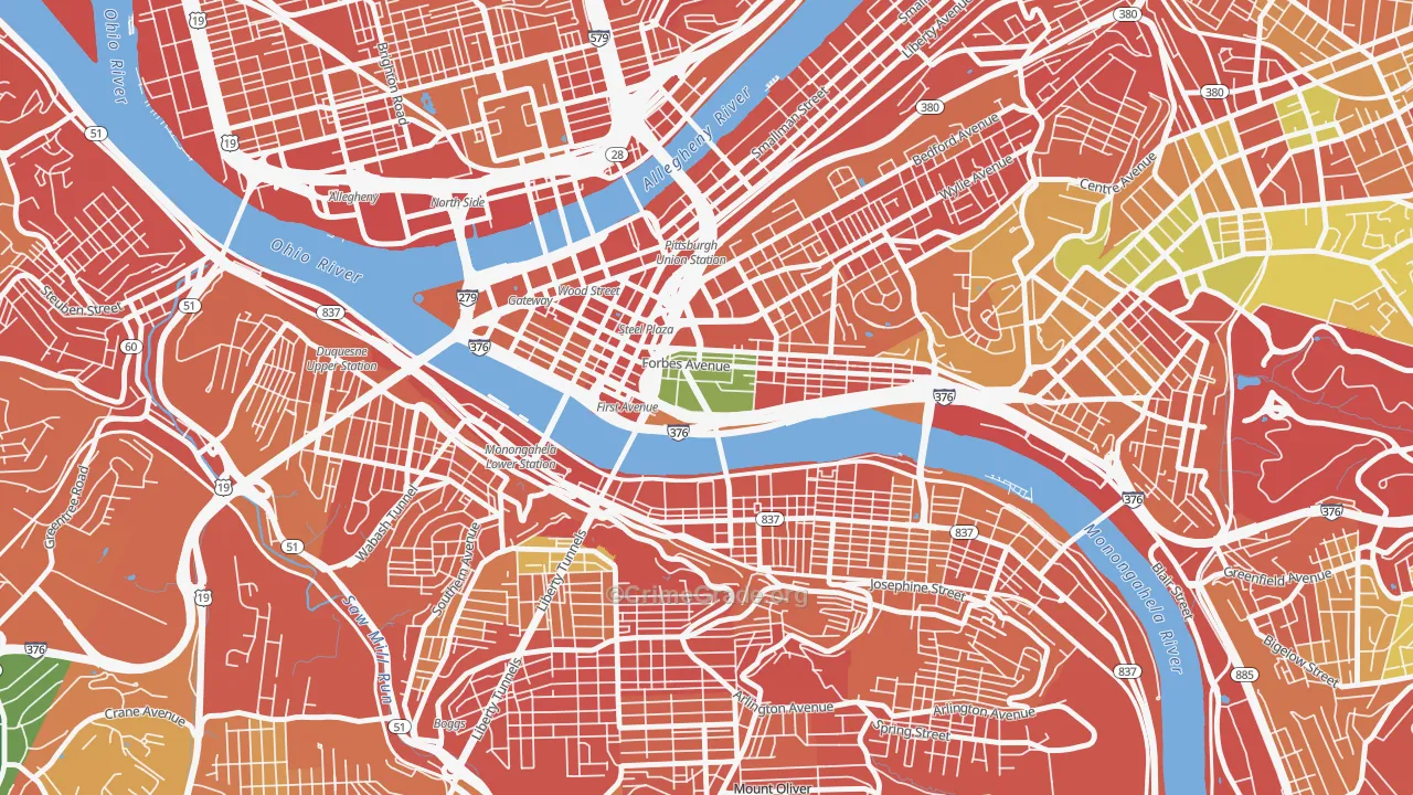 Bluff, Pittsburgh, PA Map of Burglary Rates