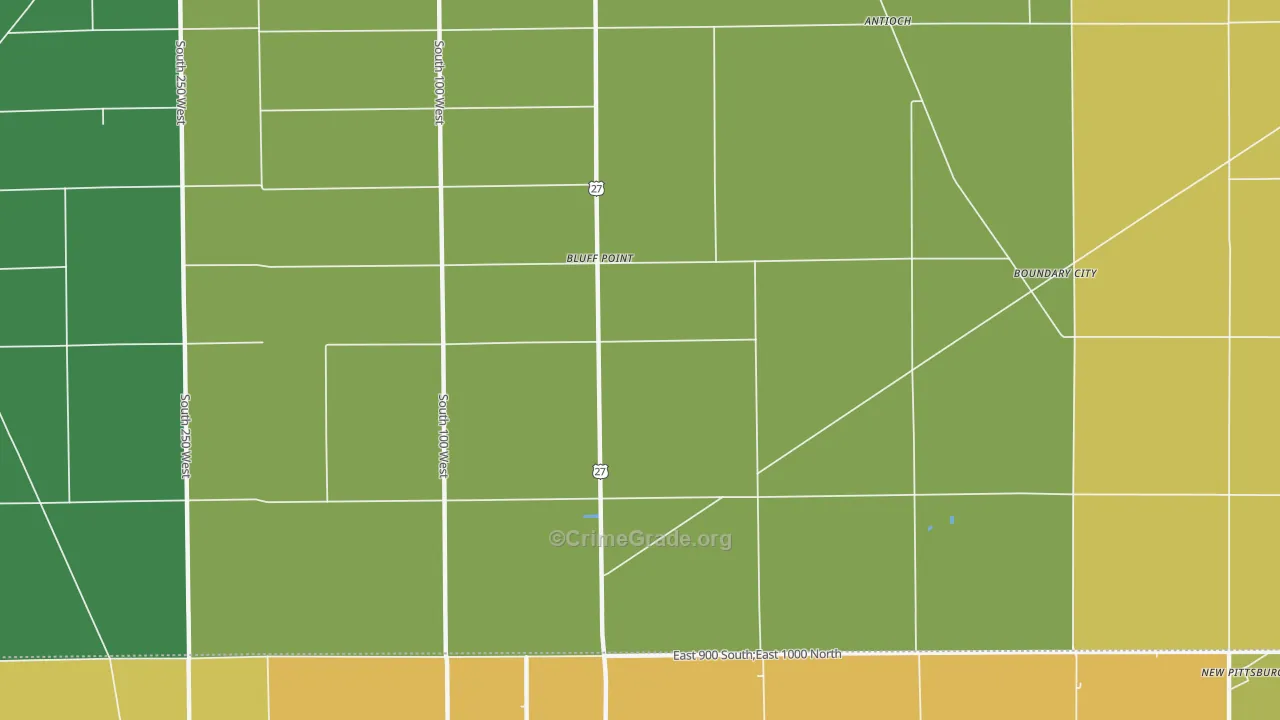 Bluff Point, IN Map of Burglary Rates
