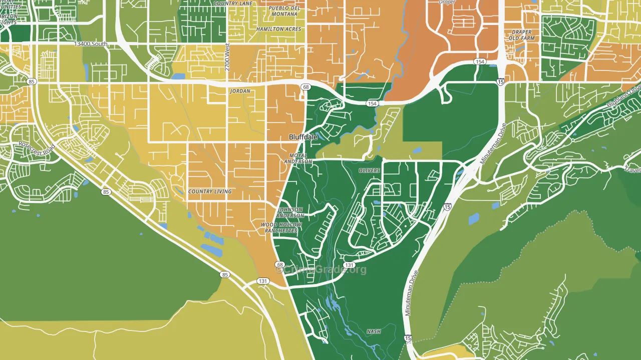Bluffdale, UT Map of Burglary Rates