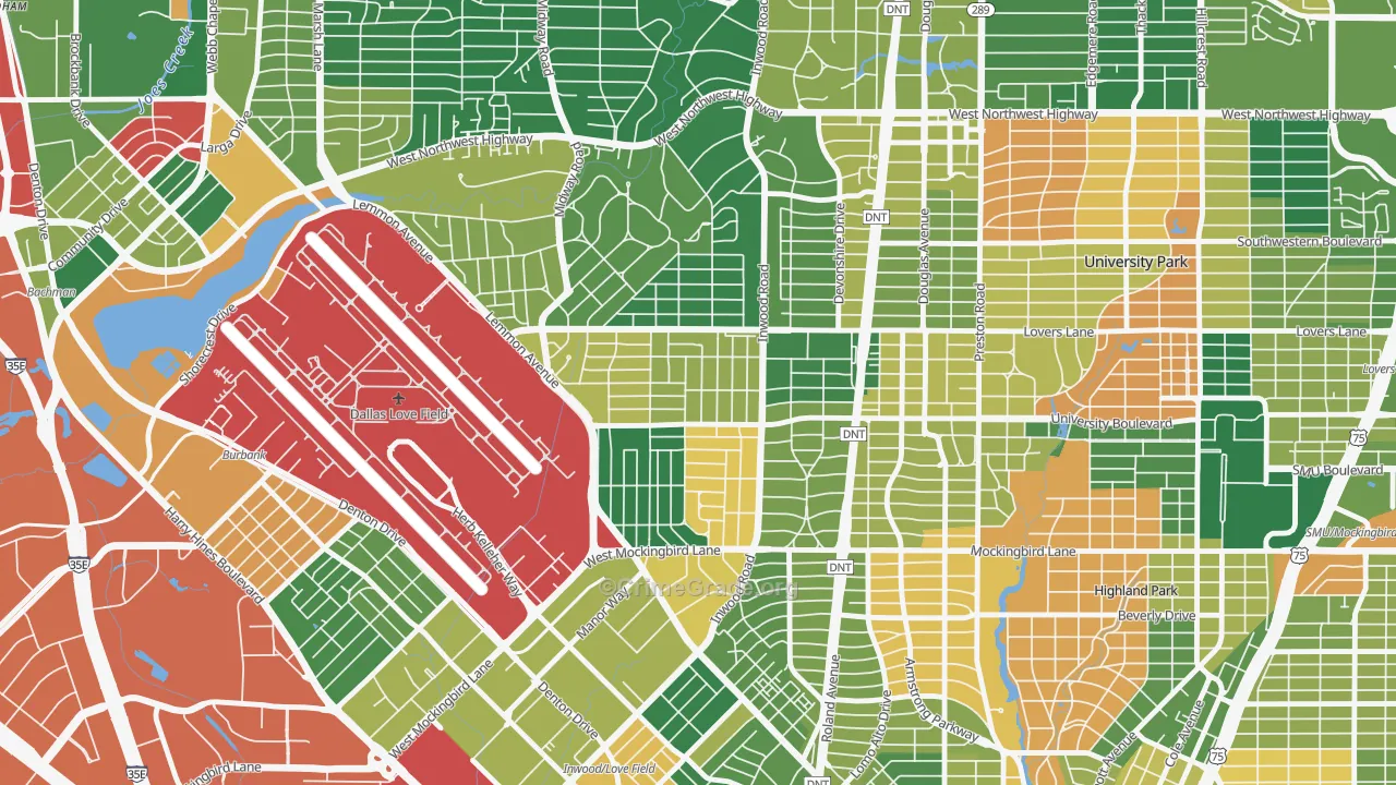 Bluffview, Dallas, TX Map of Burglary Rates