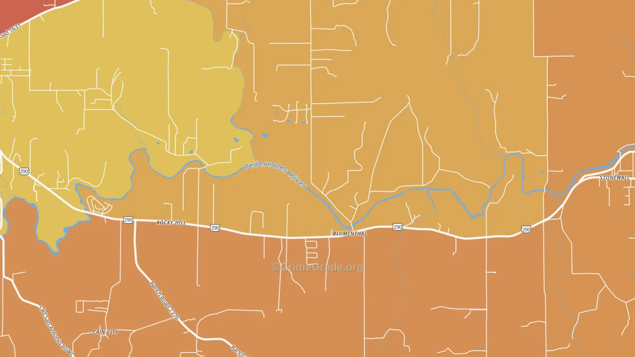 Blumenthal, TX Map of Burglary Rates